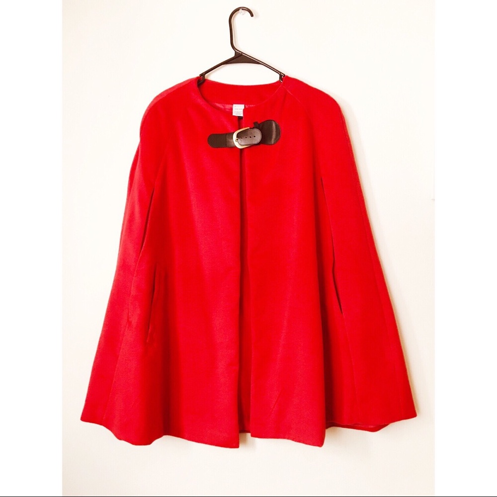 SOLD Liz Claiborne Red Cape With Black Buckle